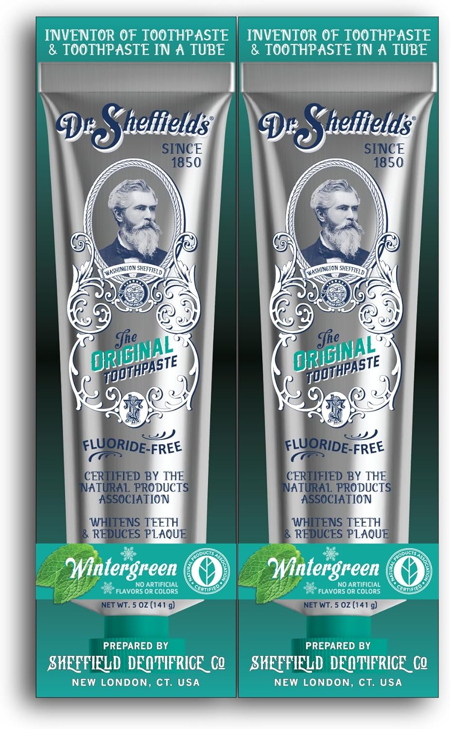 Pastă de dinți naturală, Dr. Sheffield's, Wintergreen, Fără fluor, Împrospătează respirația, Albire dinți, Reduce placa, Pachet 2 bucăți