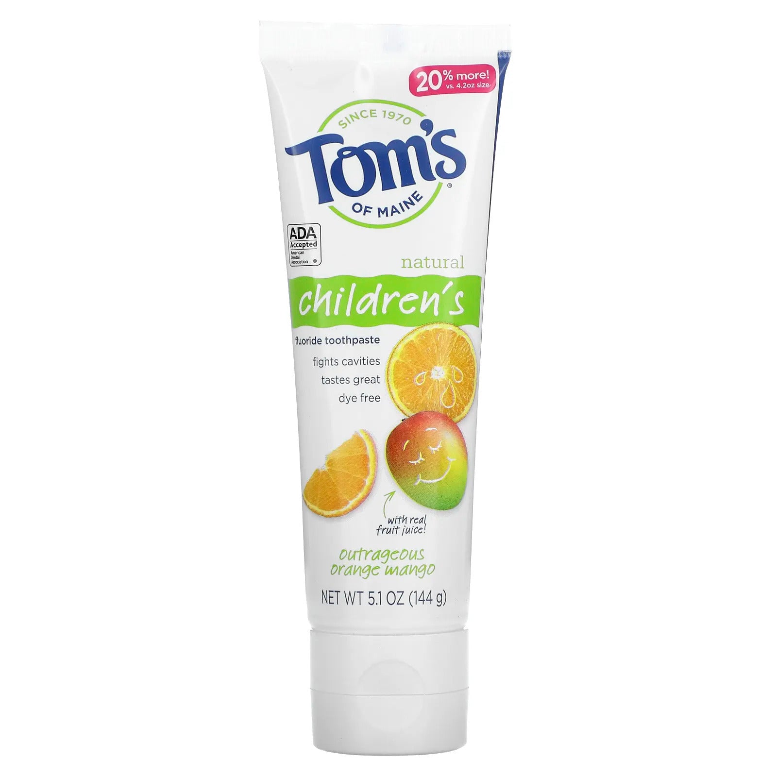 Pasta de Dinti, Tom's of Maine, Outrageous Mango, Aroma Mango, Cu Fluor, Copii 8+ ani, 144gr