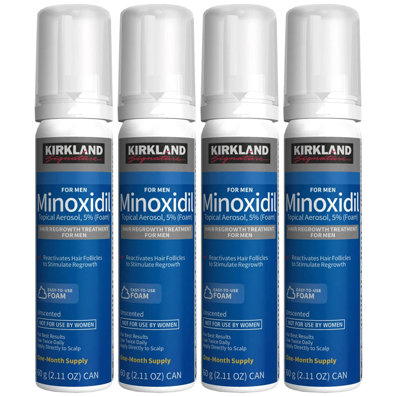 Set Spuma, Kirkland Signature, Minoxidil 5%, Tratament Impotriva Caderii Parului, 4x 60ml