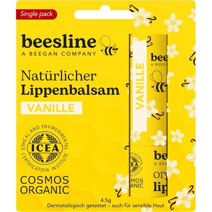 Balsam de Buze, Beesline, Organic Vanilie, Pentru buze uscate, Hidratare și confort, 4 g