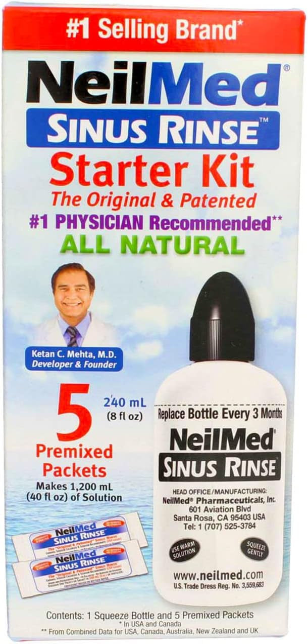 Kit irigare nazală starter, NeilMed, Sinus Rinse Starter, Sistem complet, 237 ml