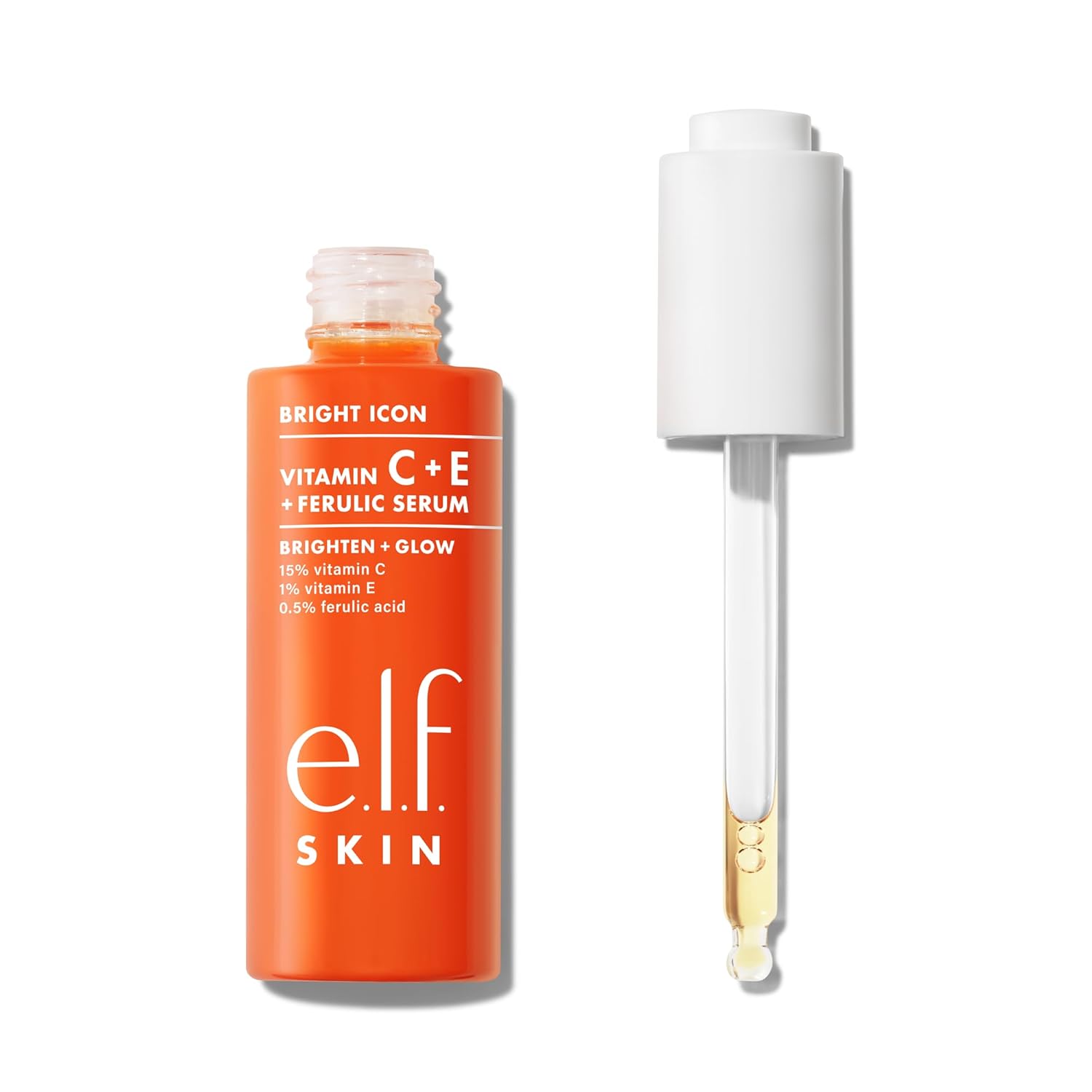 Serum față, E.l.f. SKIN, Bright Icon, Vitamina C + E + acid ferulic, Iluminare & calmare, 30 ml