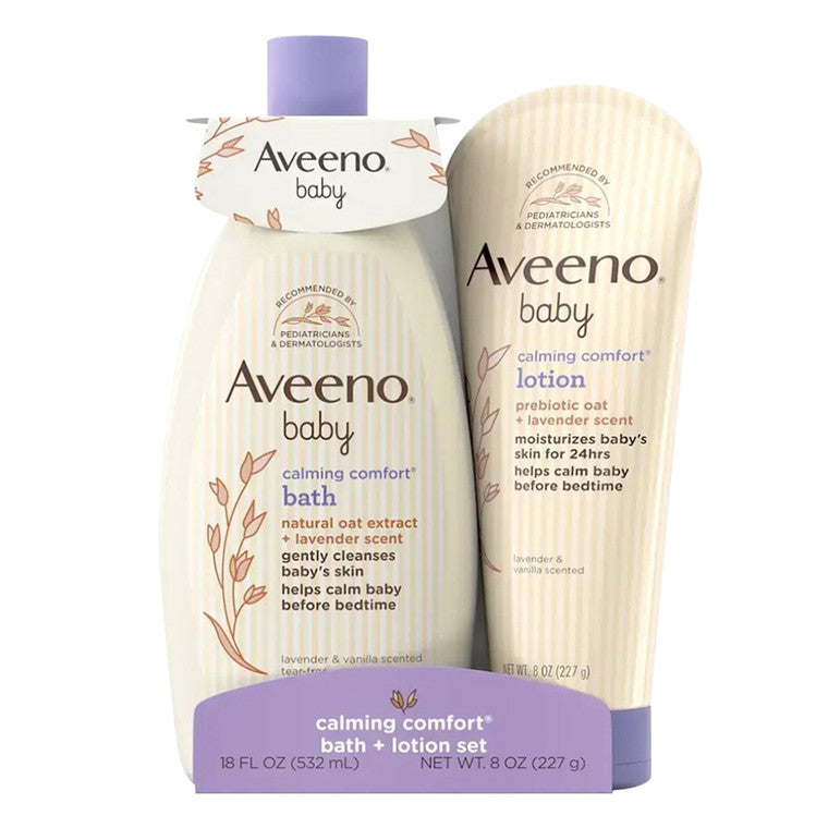 Set băiță + loțiune, Aveeno Baby, Calming Comfort, Curățare blândă & hidratare, 1 bucată