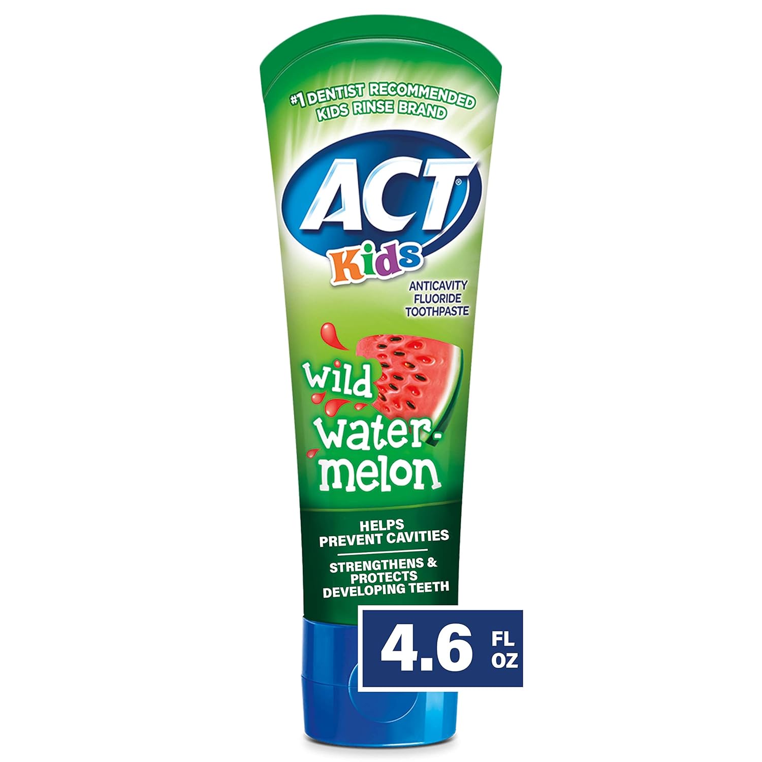 Pastă de dinți, ACT Kids, Anticavity Fluoride, Protecție Anti-Carii, Fluor, Aromă Pepene Verde, 130 g