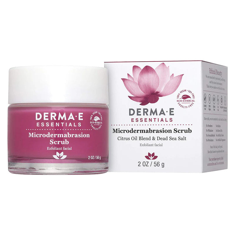 Exfoliant Facial, DERMA-E, Microdermabrasion Scrub, cu Microparticule si Minerale din Marea Moarta, Indeparteaza Delicat Celulele Moarte ale Pielii, 56gr