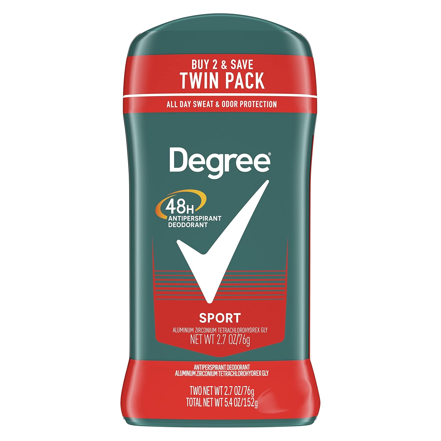 Antiperspirant deodorant, Degree, Sport, Set dublu, Protecție 48h, Control miros, Performanță, 76 g