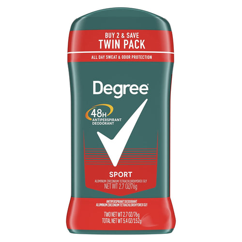 Antiperspirant deodorant, Degree, Sport, Set dublu, Protecție 48h, Control miros, Performanță, 76 g