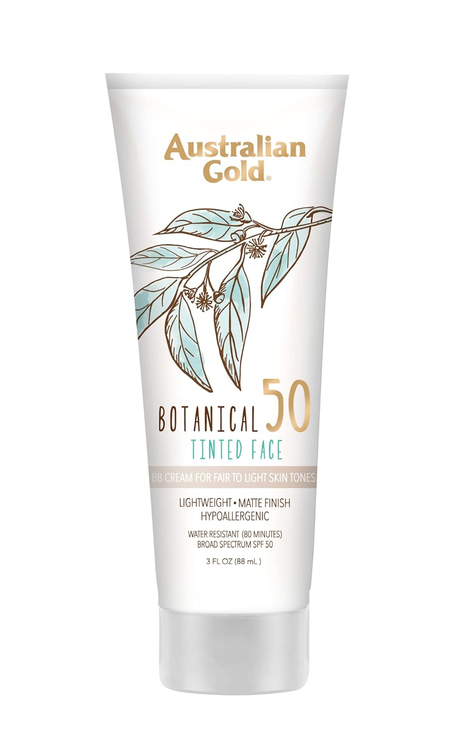 Cremă față, Australian Gold, Botanical, SPF 50, Fără chimicale, Finish mat, Rezistentă la apă, Pentru ten sensibil, 90 ml