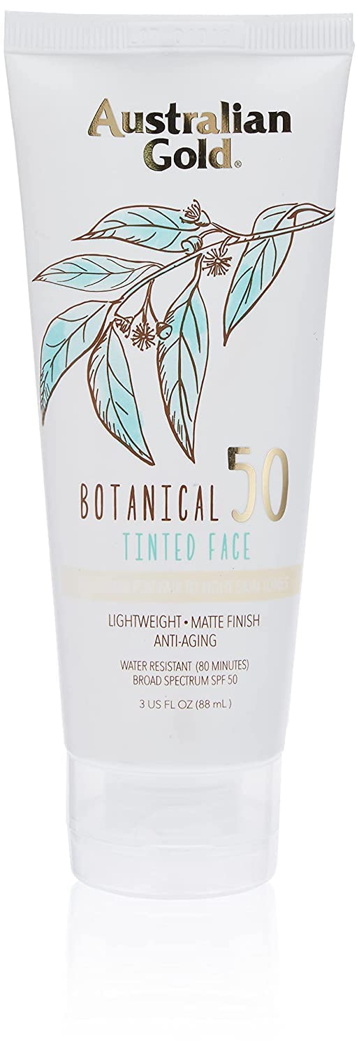 Protecție solară, Australian Gold, Botanical Sunscreen Tinted, SPF 50, Mineral, 3 oz