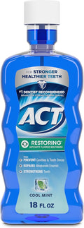 Apă de gură, ACT, Restoring, Întărește Smalțul, Fluor, Mentă Răcoritoare, 532 ml