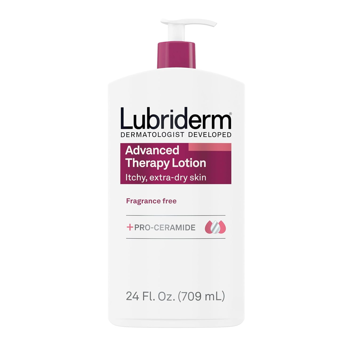 Lotiune de Corp, Lubriderm, Advanced Therapy Lotion, cu Pro-Ceramide, Ajuta la Restabilirea Barierei de Protectie a Pielii si Hidrateaza Intens Pielea Foarte Uscata, fara Parfum, 709ml