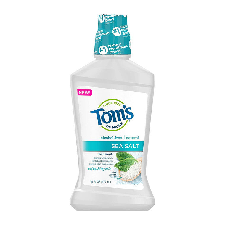 Apă de Gură, Tom's of Maine, Sea Salt, Mentă răcoritoare, Fără alcool, Respirație fresh, 473 ml