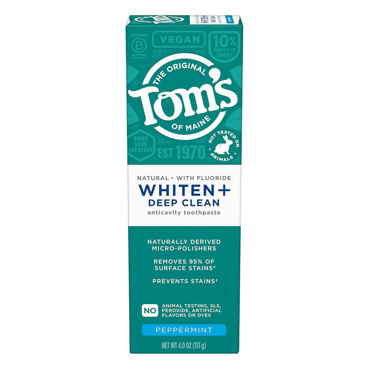 Pastă de dinți, Tom's, Whitening & Deep Clean, Fără fluor, Aromă mentă, 113 g
