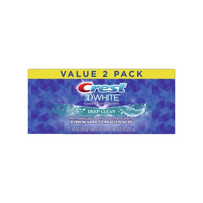 Set 2x Paste de Dinti, Crest, 3D White, Deep Clean, Albirea Dintilor, 116gr