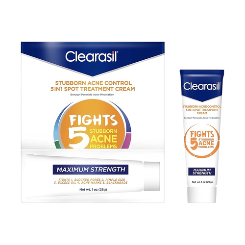 Crema Anti-Acnee, Clearasil, 5in1 Spot Treatment Cream, 10% Peroxid de Benzoil, 28gr