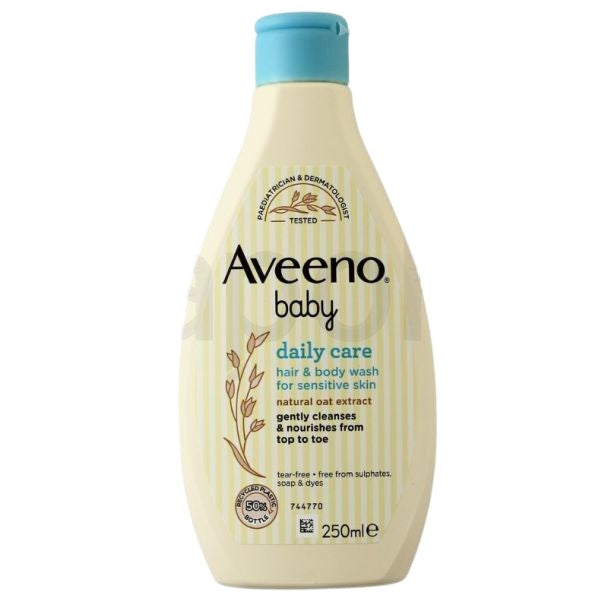 Gel Spălare Bebe, Aveeno, Baby Daily Care, Curățare Delicată, Păr & Corp, Fără Uscare, 250 ml