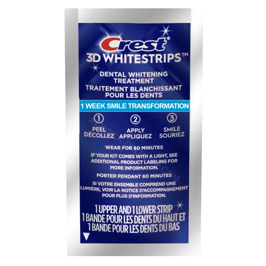 Benzi Albirea Dintilor, Crest, 3D White, 1 Week Smile Transformation, 10% Concentratie, Tratament 1 zi, 60 min, Nivel Albire 8, 1x plic