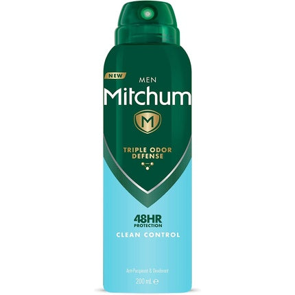 Deodorant Spray Antiperspirant, Mitchum Men, Triple Odor Defense Clean Control, Protecție 48h, Control miros, 200 g