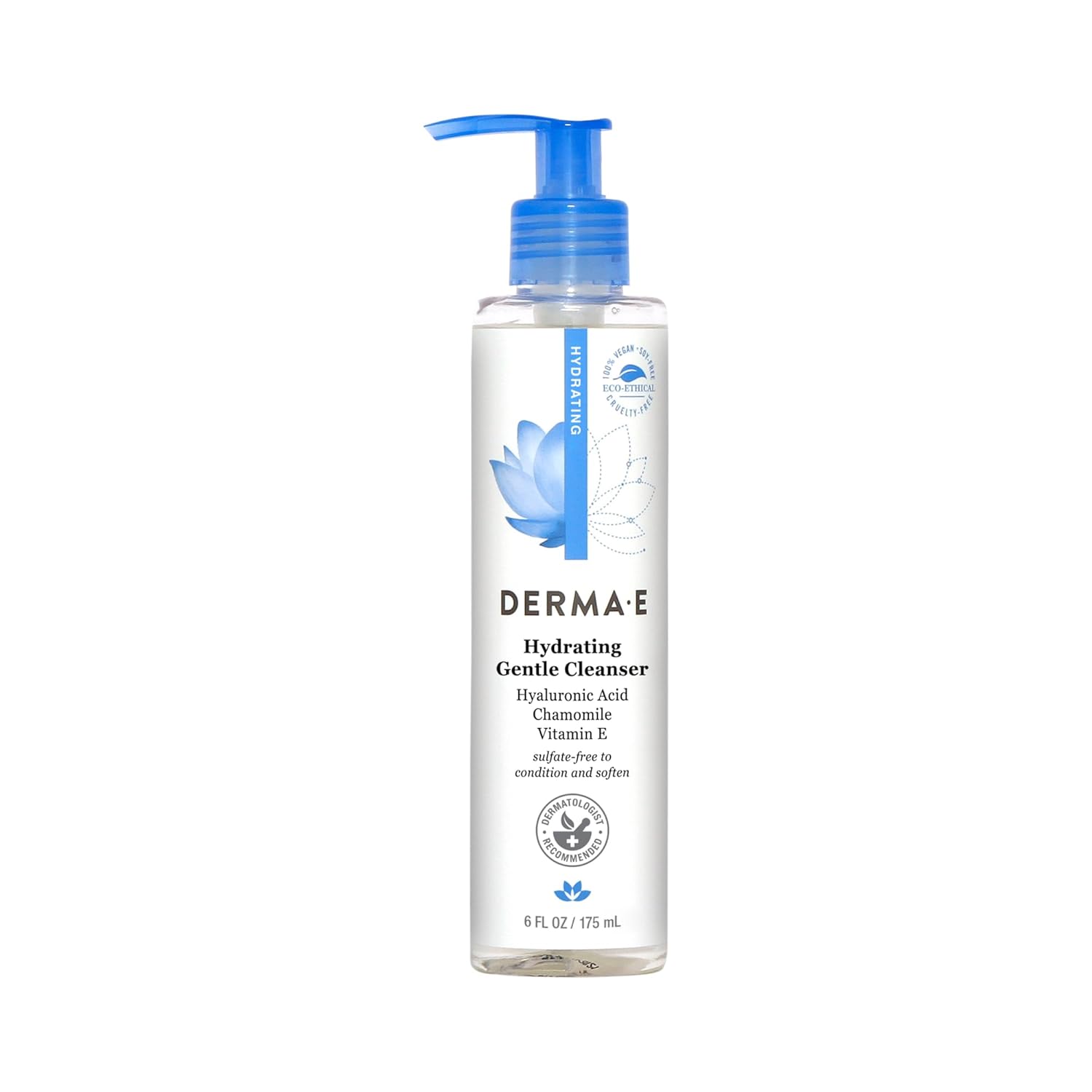 Demachiant, Derma E, Gentle Cleanser, Acid hialuronic, Hidratare, Curățare blândă, 177 ml