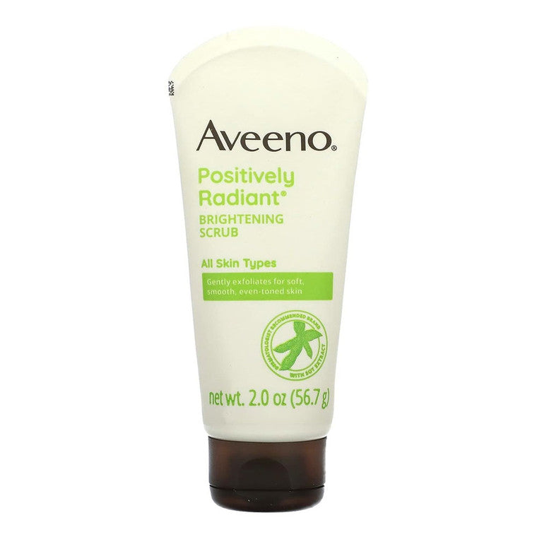 Scrub facial exfoliant, Aveeno, Positively Radiant, Exfoliere zilnică, Luminare ten, 56.7 g