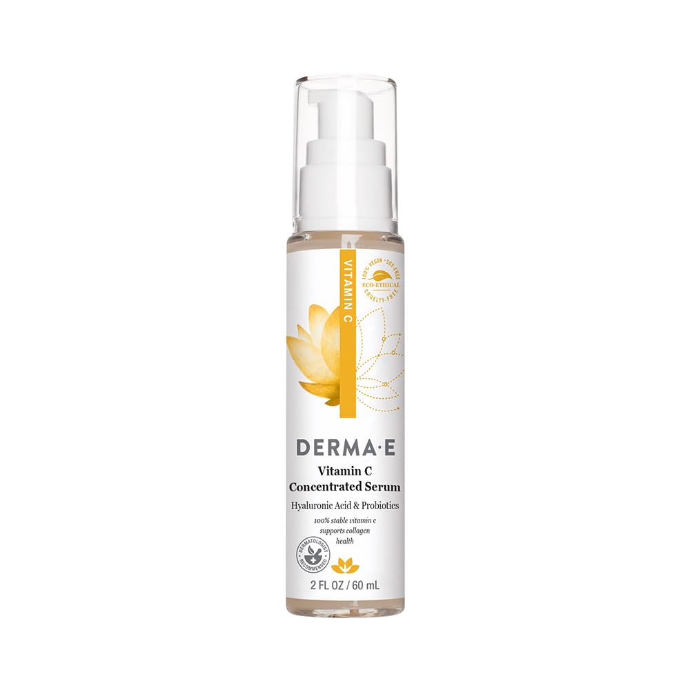 Serum facial, Derma E, Concentrated Vitamin C, Acid hialuronic, Vitamina E & aloe, 2 oz