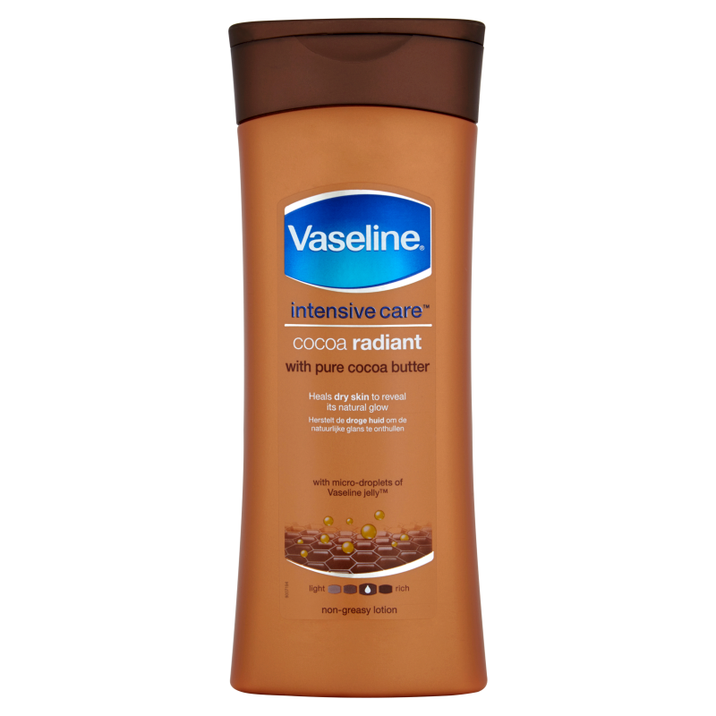 Lotiune de Corp, Vaseline, Cocoa Radiant, cu Unt de Cacao, pentru Catifelarea Pielii, Hidratare Intensa, 400ml