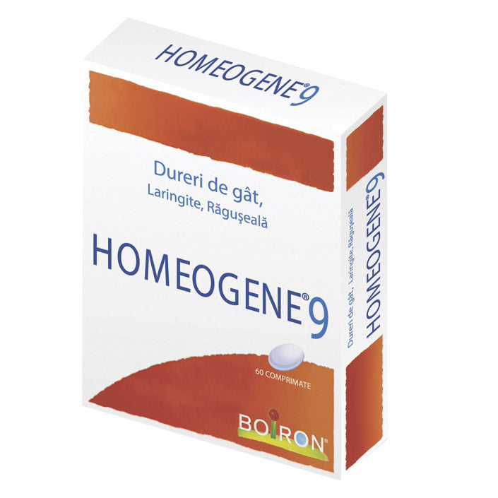 Medicament Homeopatic, Boiron, Homeogene 9, Tratament Durere in Gat, Raguseala, Laringita, 60 comprimate