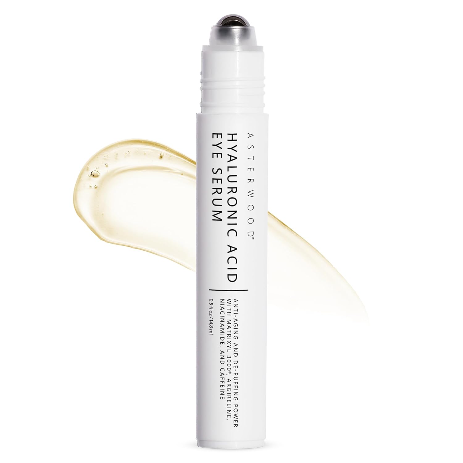 Serum ochi, Asterwood, Hyaluronic Acid + Matrixyl 3000 + Niacinamide & Caffeine, Reduce pungile și cearcănele, 15 ml