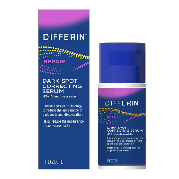 Ser de Fata, Differin, Dark Spot Correcting, pentru Reducerea Petelor Intunecate, Reda Stralucirea Fetei, cu Niacinamida 4%, Non-Comedogenic, fara Parabeni, 30ml