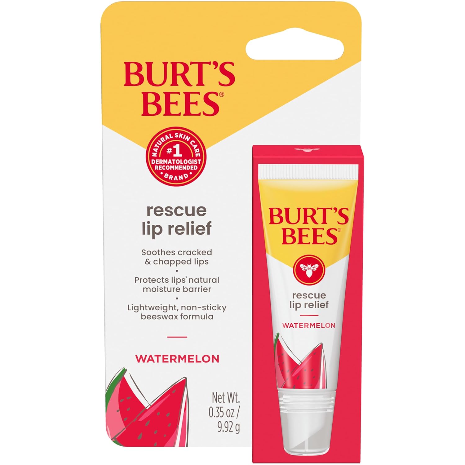 Balsam de buze, Burt's Bees, Rescue Lip Relief, Hidratant, Ceară de albine, 10 g