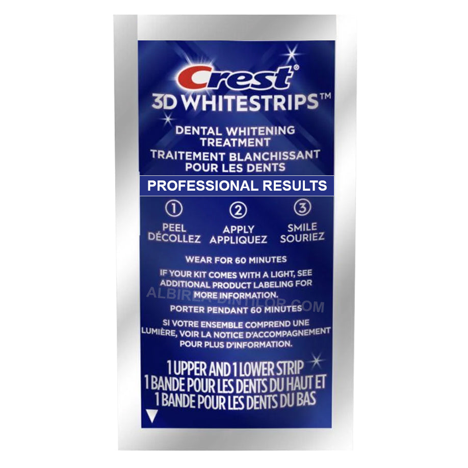 Benzi Albirea Dintilor, Crest, 3D White, Professional Results, 10% Concentratie, Tratament 1 zi, 30 min, Nivel Albire 12, 1x plic