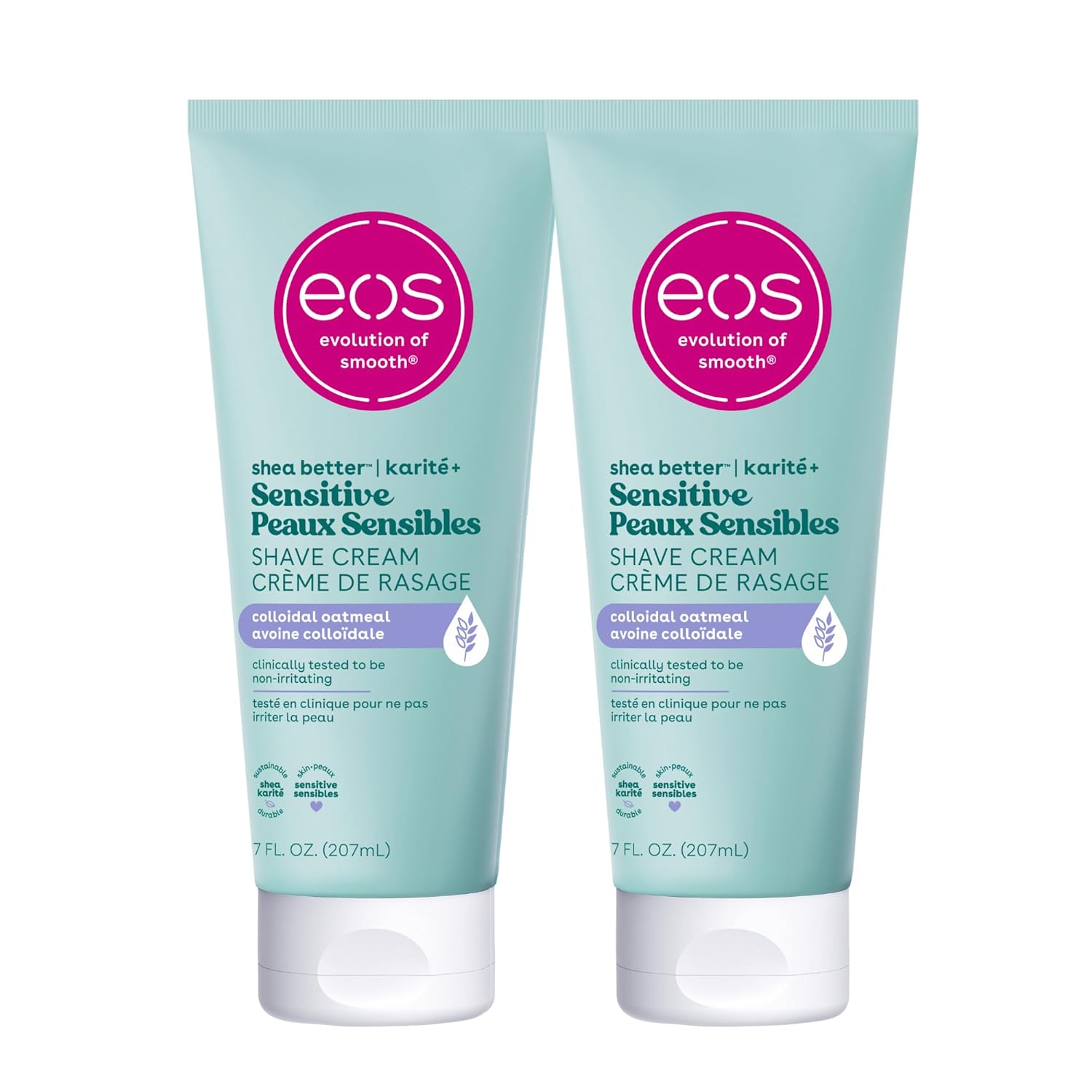 Cremă de ras, Eos, Shea Better, Sensitive, Fără parfum, Unt de shea & aloe vera, 207 ml