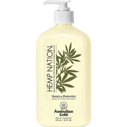 Loțiune de Corp, Australian Gold, Hemp Nation Vanilla Pineapple, Hidratare Intensivă, Prelungire Bronz, Catifelare, 250 ml