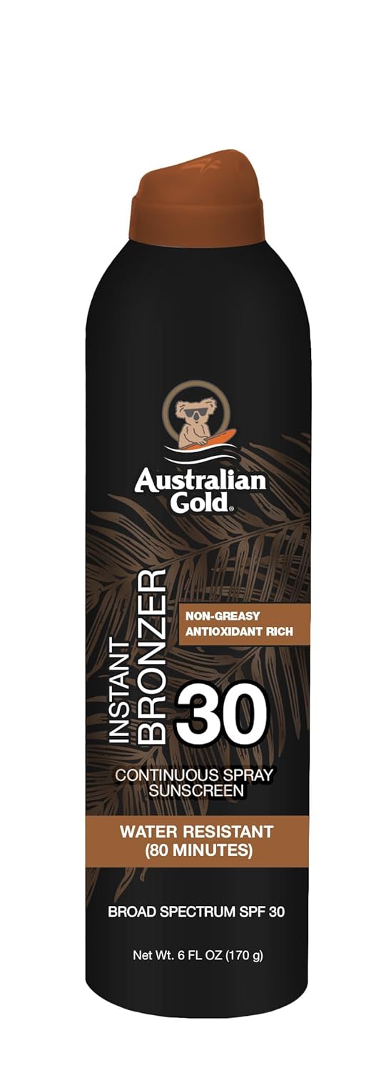 Spray protecție solară, Australian Gold, Instant Bronzer SPF 30, Strălucire imediată, 177 ml