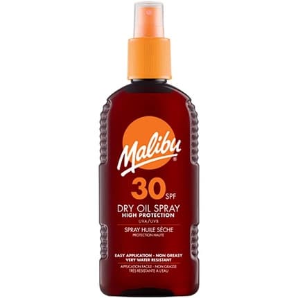 Spray ulei uscat, Malibu, SPF 30, Protecție UV, Finish non-gras, Bronz uniform, 200 ml