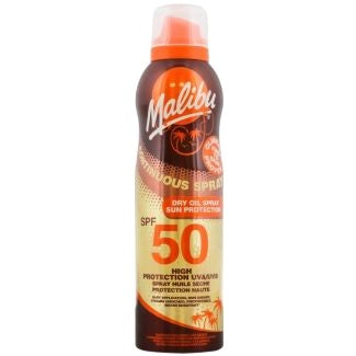 Spray ulei uscat, Malibu, SPF 50, Protecție ridicată, Finish non-gras, Rezistent la apă, 175 ml