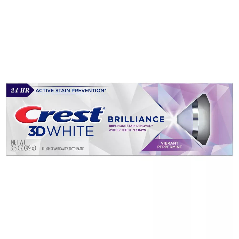 Pasta de Dinti, Crest, 3D White, Brilliance, Vibrant Peppermint, Albeste Dintii si Protejeaza impotriva Petelor, 99gr