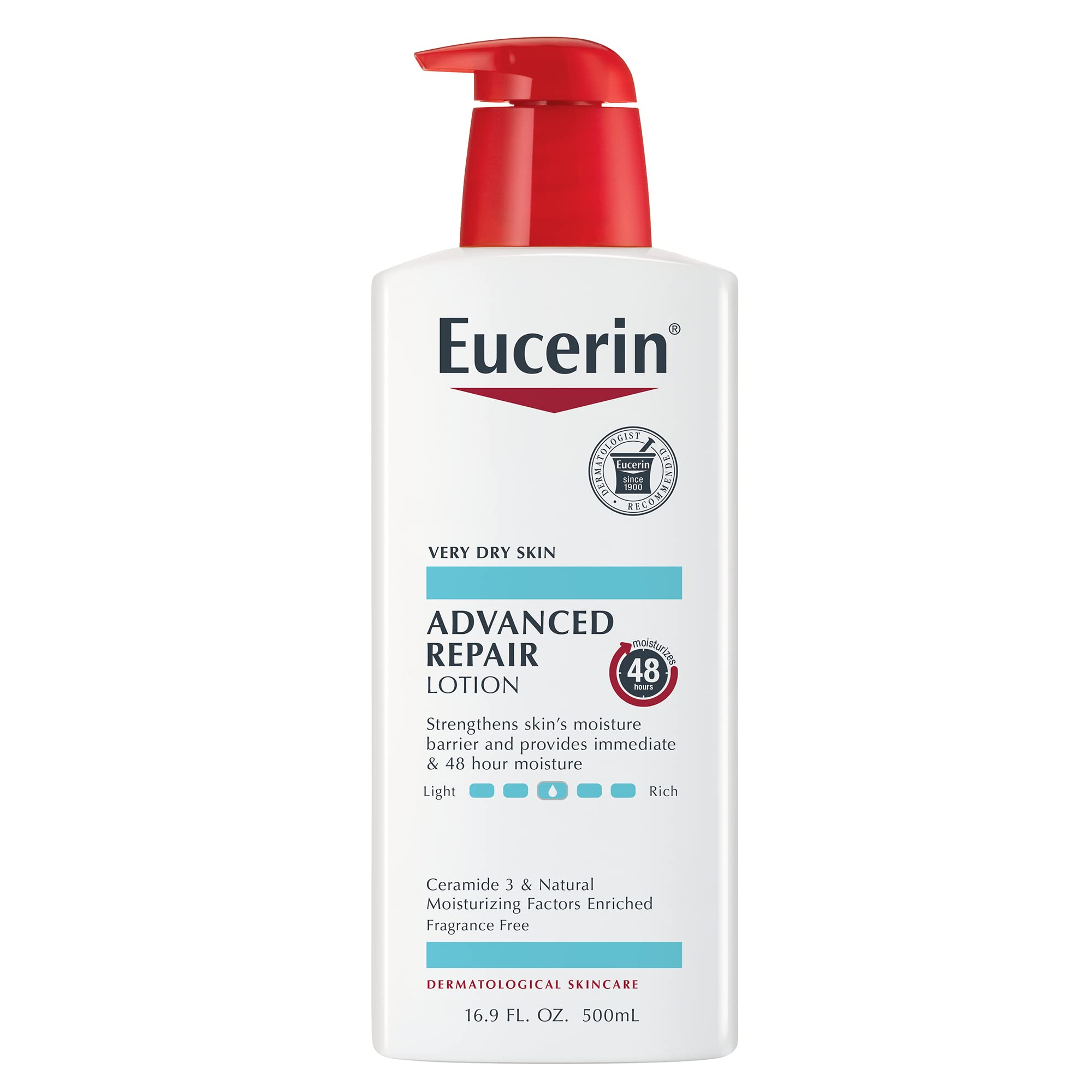 Lotiune de Corp, Eucerin, Advanced Repair, Efect de Reparare a Barierei Pielii, Hidratare 48h, pentru Piele foarte Uscata, cu Ceramide, 500ml