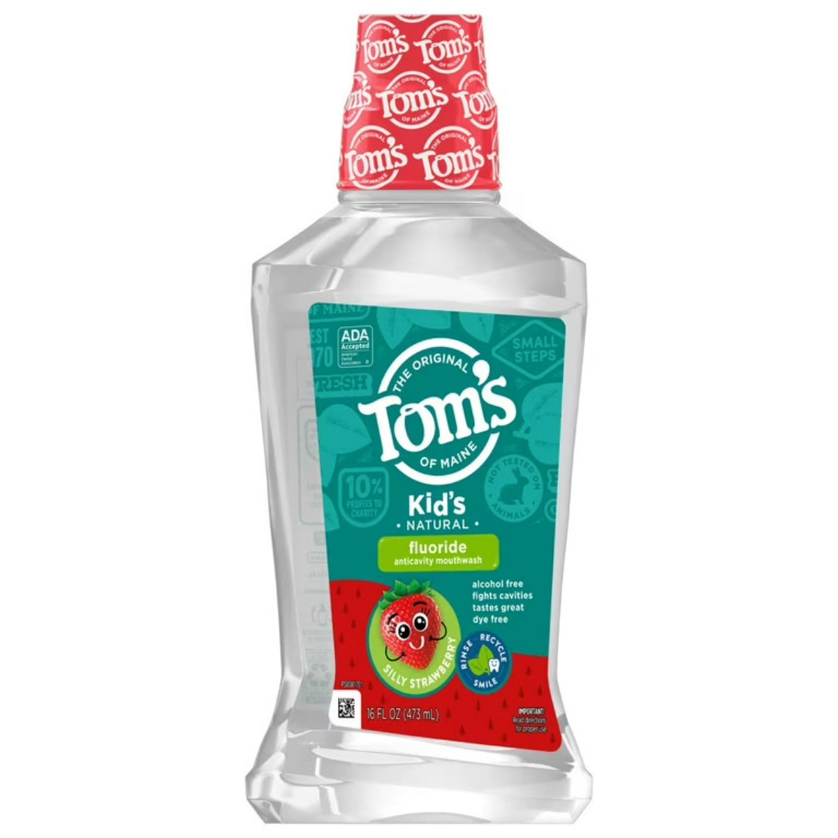 Apă de Gură pentru Copii, Tom's of Maine, Silly Strawberry, Anticarii, Fluor, 473 ml