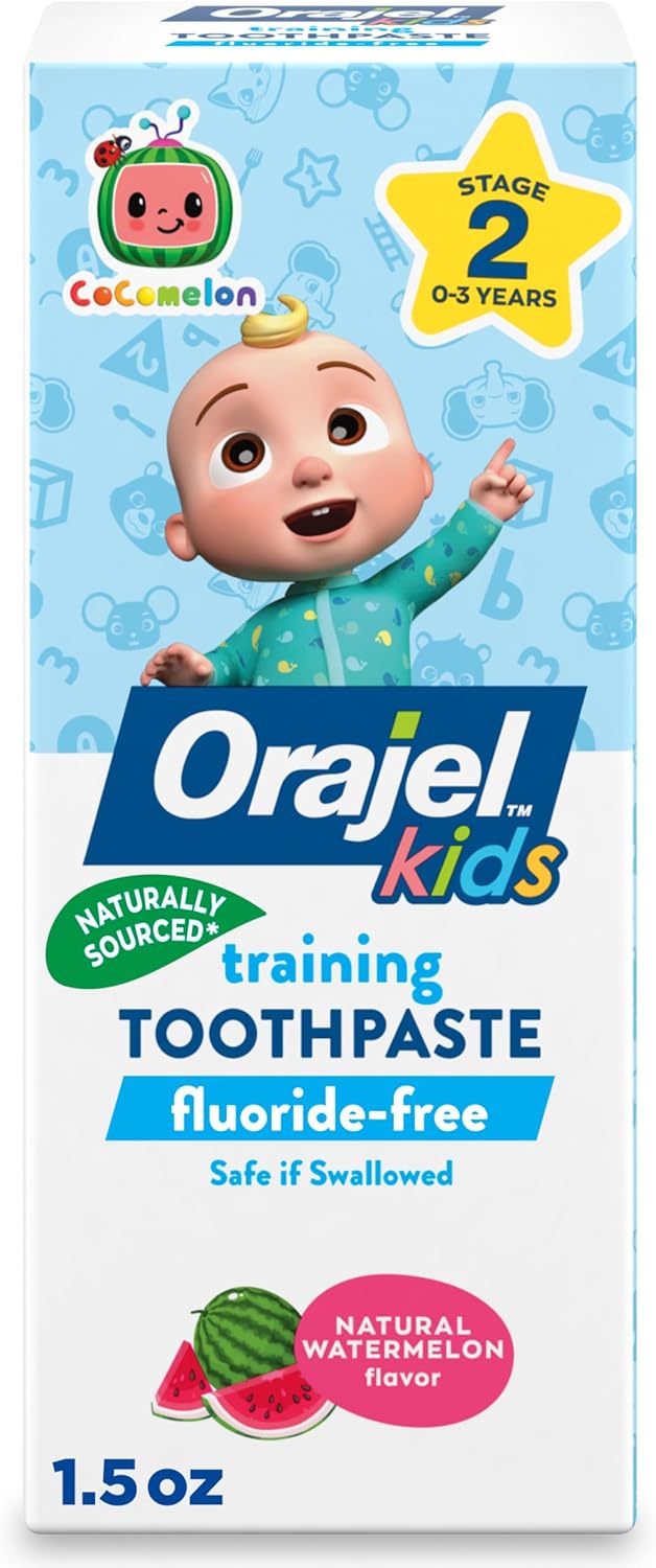 Pastă de dinți antrenament copii, Orajel Kids CoComelon, Fără fluor, Aromă fructată, 42.5 g