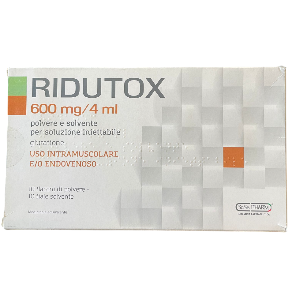 Glutation, So.Se.Pharm, Ridutox, 600 mg/ 4 ml, Antioxidant, 10 Fiole Pulbere, 10 Fiole Solvent