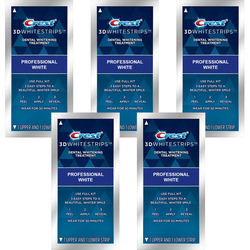 Set 5x Plicuri, Benzi Albirea Dintilor, Crest 3D Whitestrips, Professional White, 10% Concentratie
