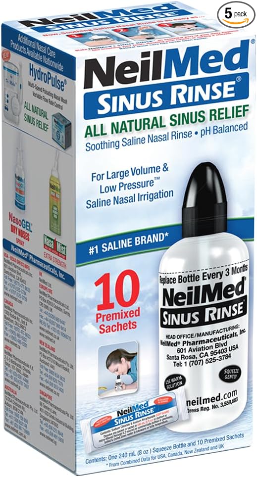Kit irigare nazală, NeilMed, Sinus Rinse Starter Kit, Curățare nazală, Confort respirator, Soluție completă