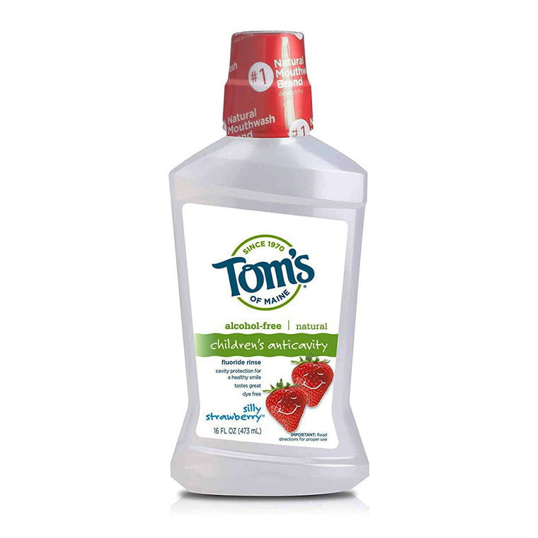 Apă de Gură Anticarii pentru Copii, Toms of Maine, Silly Strawberry, Cu Fluor, Aroma de Căpșune, 473 ml