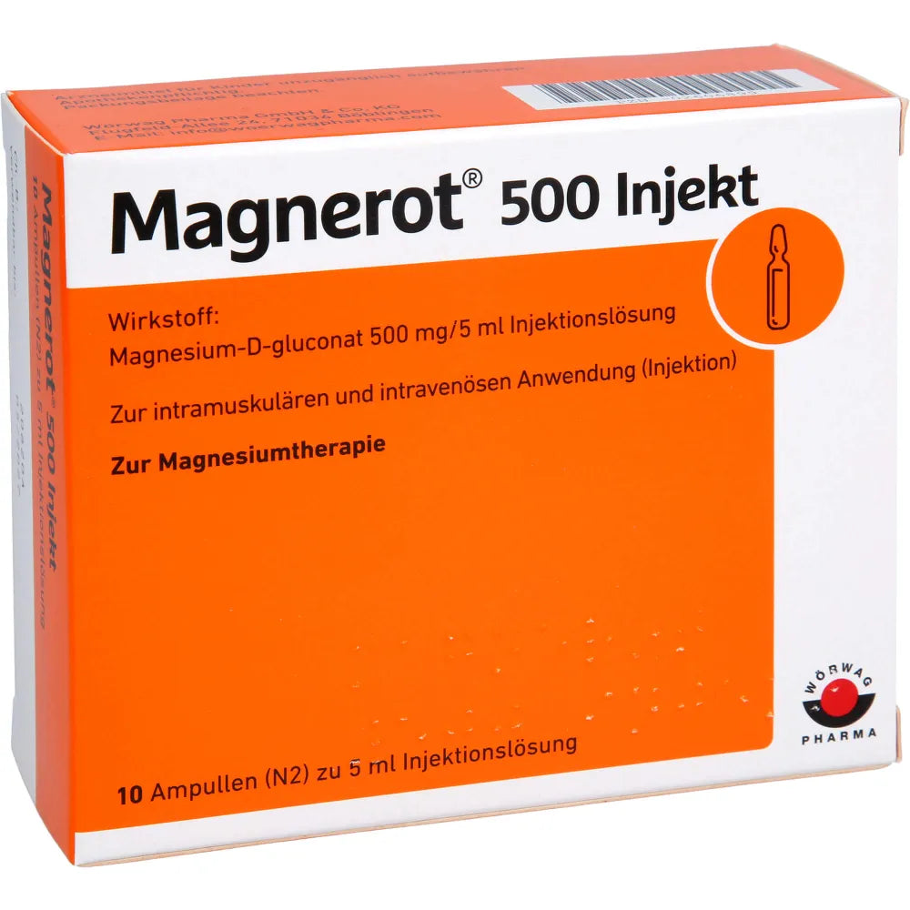 Solutie Injectabila, Worwag Pharma, Magnerot 500, pentru Deficientele de Magneziu, Destinat Administrării Intravenoase, 10 fiole x 5ml