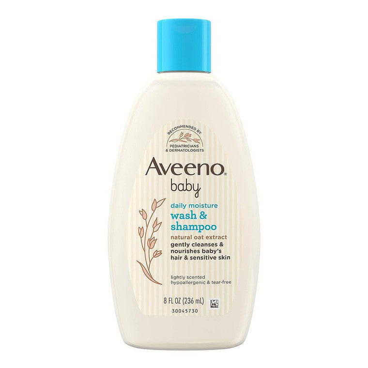 Șampon & gel de duș, Aveeno Baby, Daily Moisture, Ovăz natural, Ușor parfumat, 236 ml