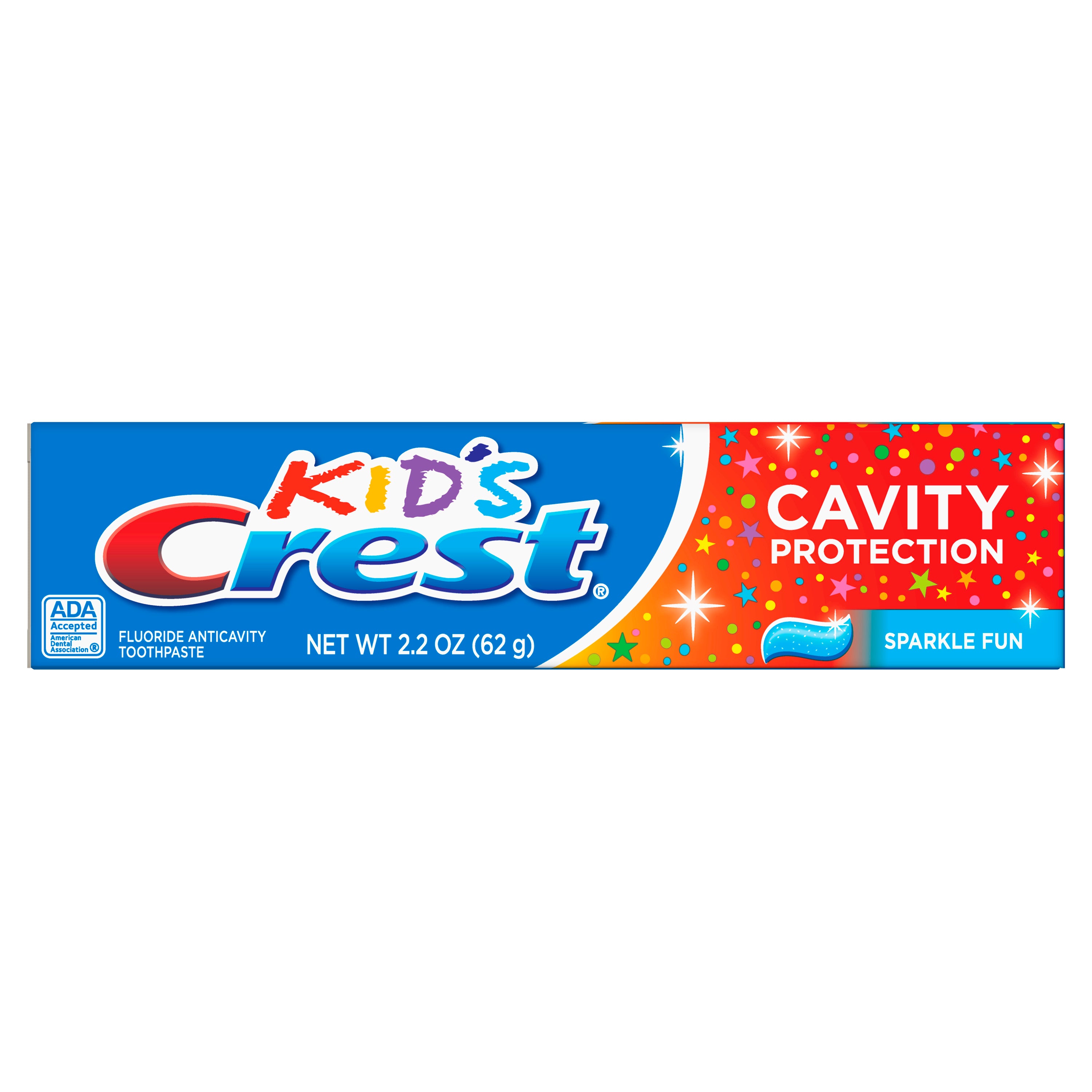 Pasta de Dinti pentru Copii, Crest, Sparkle Fun, Aroma Bubble Gum, Culoare Albastra, 5+ Ani, 62gr