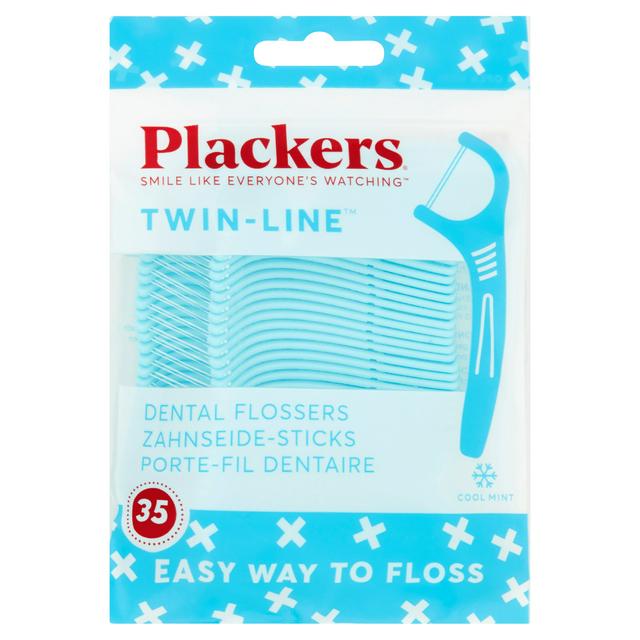 Set Ata Dentara, Plackers, Twin Line, Tip Scobitoare, Curatare Rapida, Foarte Rezistenta, Aroma de Menta, 35 buc