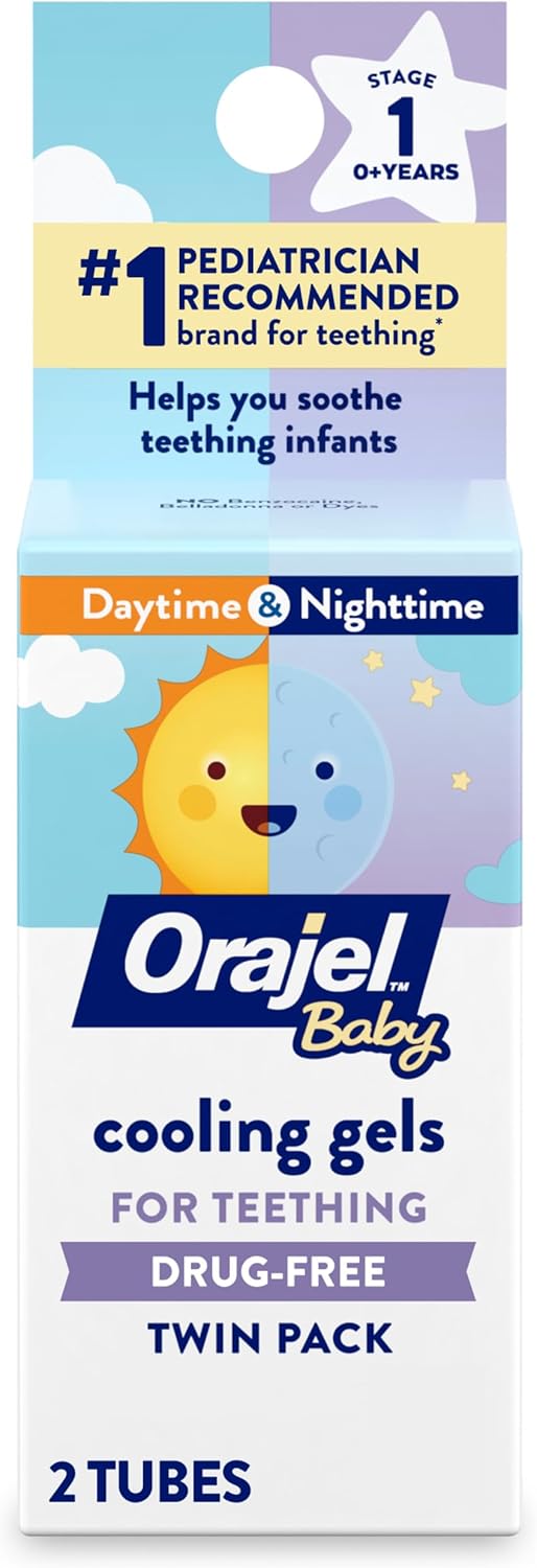 Gel dentiție, Orajel Baby, Zi & noapte, Calmare gingii, Efect rapid, Pentru bebeluși, 10 g