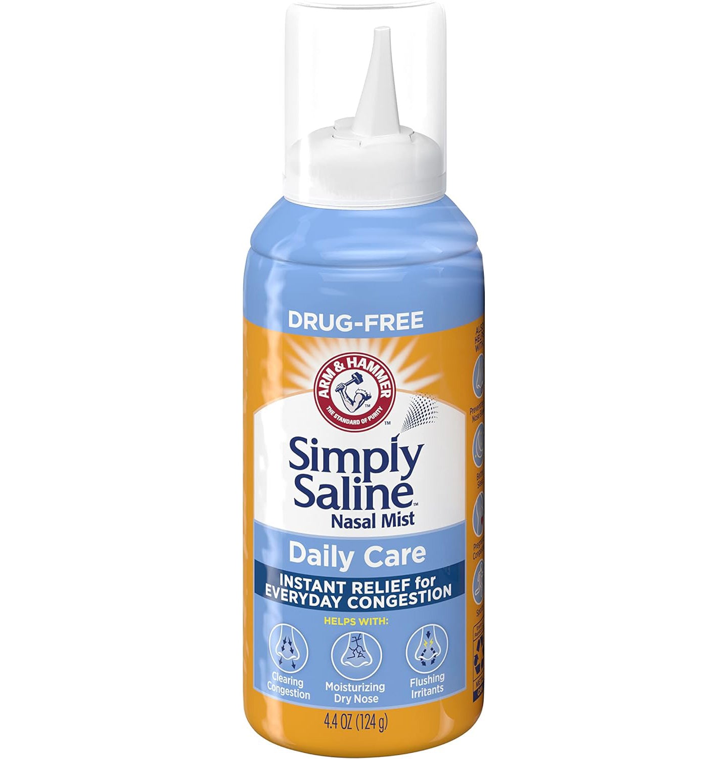 Spray Nazal, Arm & Hammer, Solutie Salina Izotonica, Curatare Eficienta in Cazul Racelii si Rinofaringitei, 124g